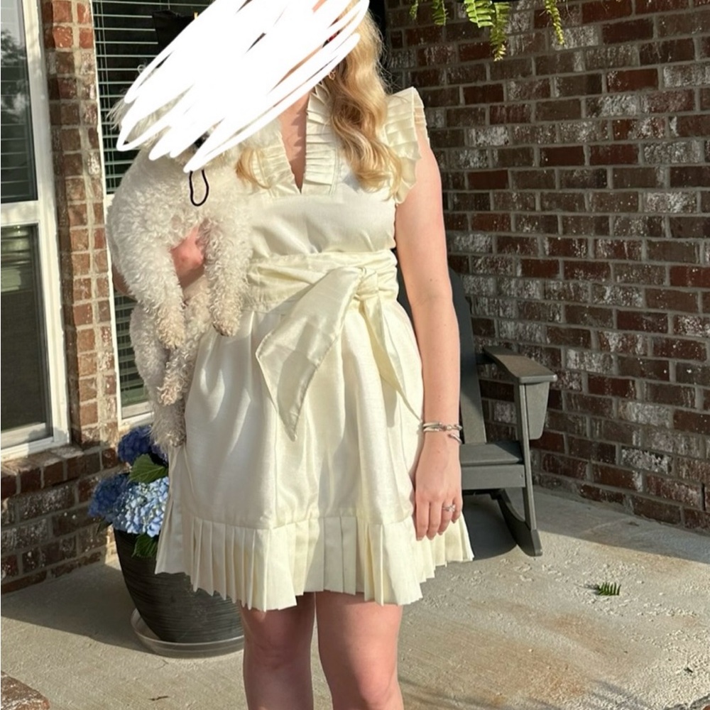 Sue Sartor Flounce Dress Mini CREAM